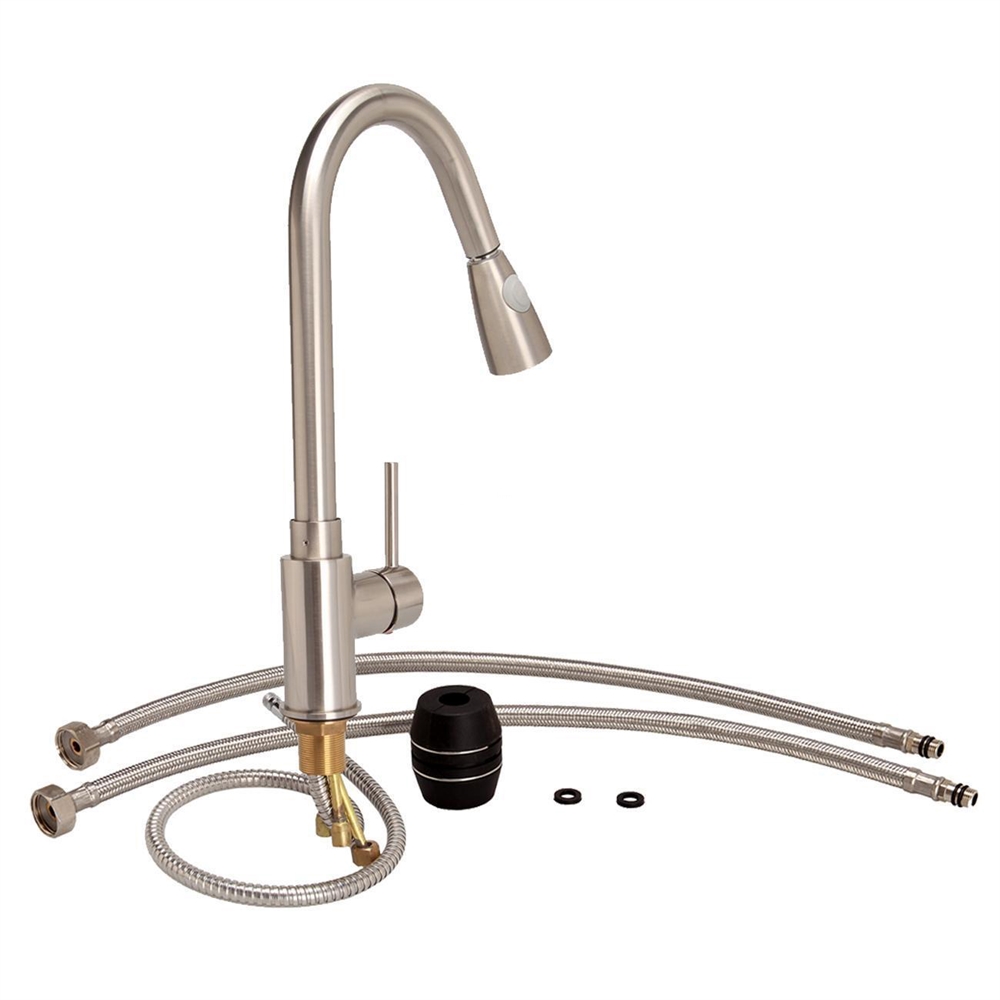 VALENCIA BRUSHED NICKEL FINISH PULL DOWN BRASS KITCHEN FAUCET