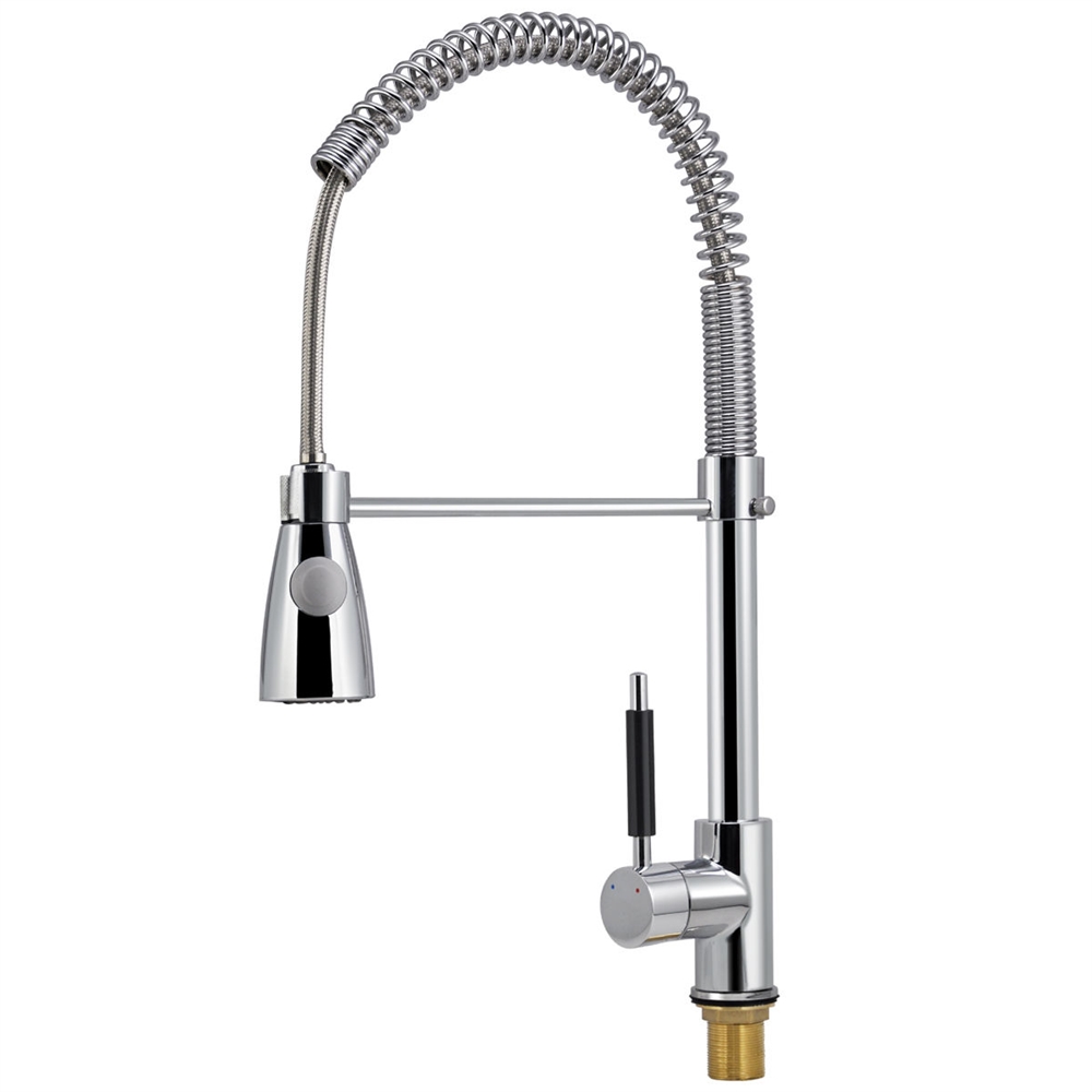 VALENCIA SINGLE HANDLE CHROME FINISH KITCHEN SINK FAUCET WITH PULL DOWN SPRAY