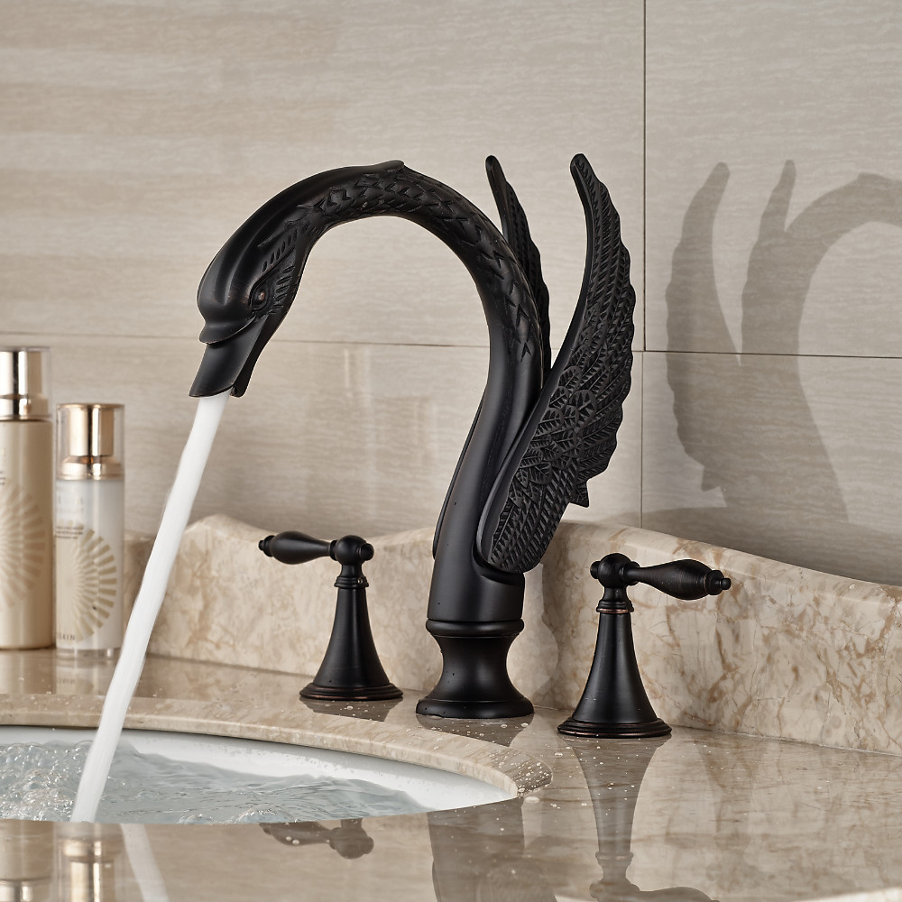 Fontana Oil Rubbed Bronze Dual Handle Swan Faucet